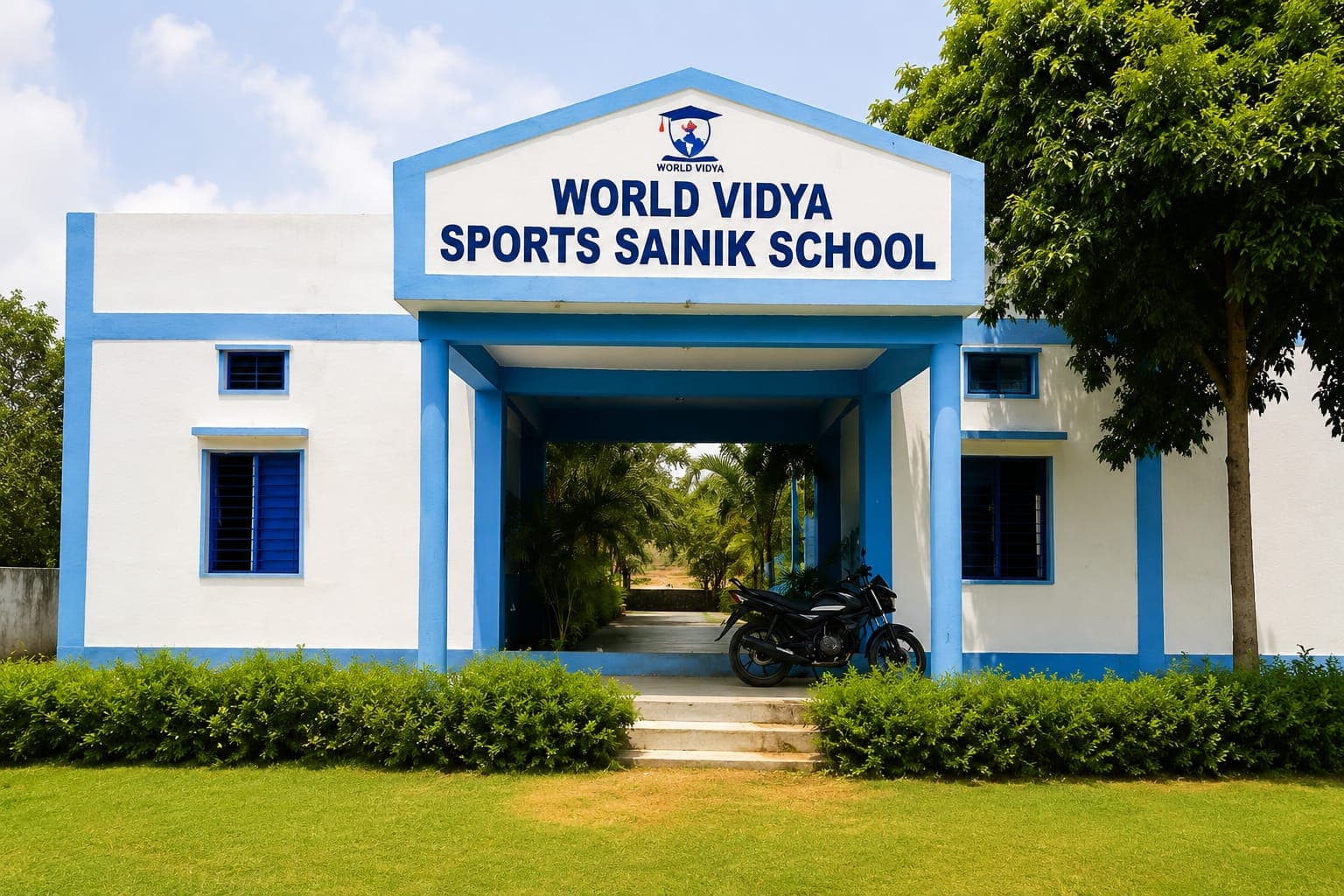 Entrance gate of World Vidya Sports Sainik School in Chhara, Jhajjar, Haryana