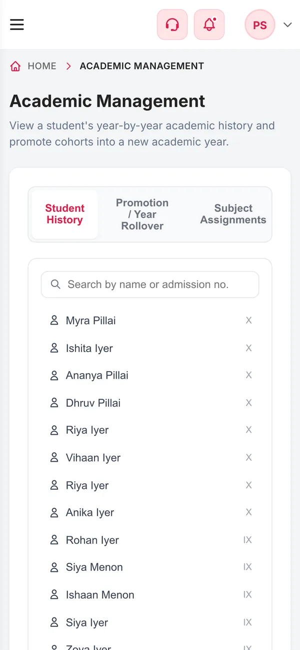 Academic Management on a phone