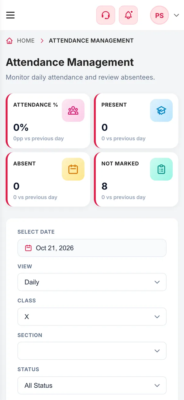 Attendance Management on a phone