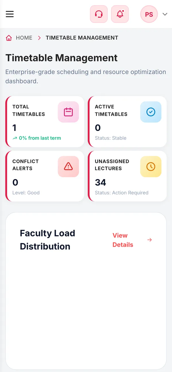 Timetable Management on a phone