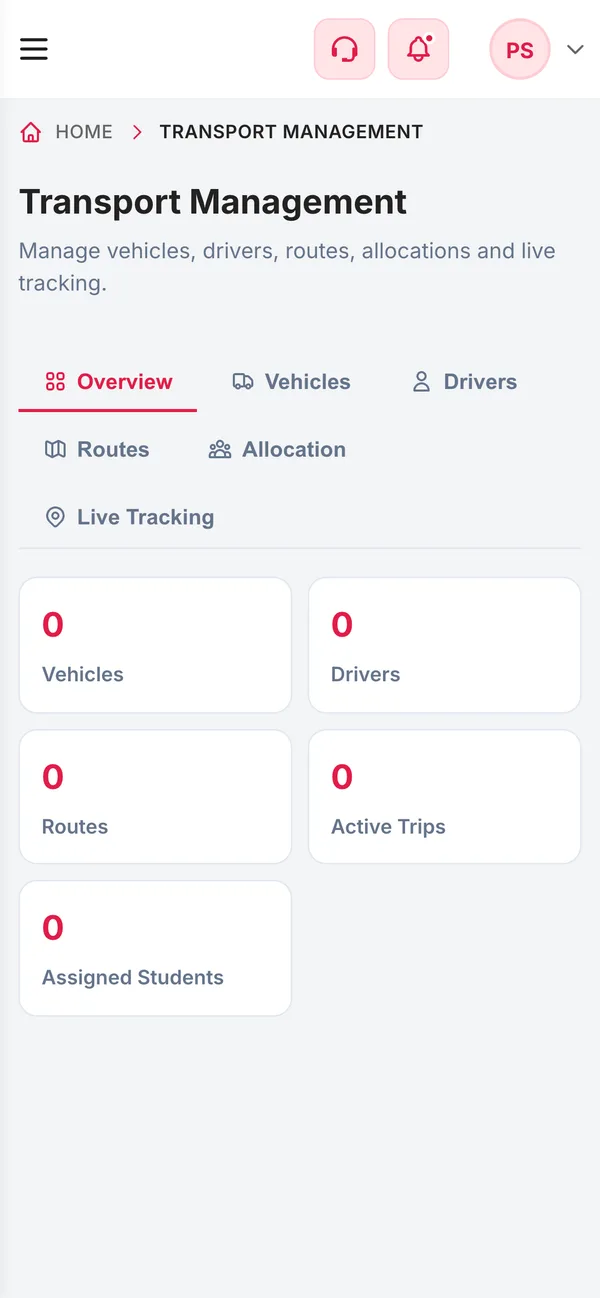 Transport Management on a phone